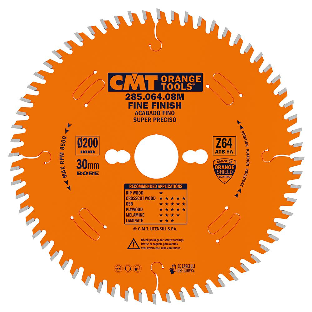 CMT - Industrial Pilový kotouč na dřevo pro příčné a jemné řezy (D200x3,20 F30 Z64 WZ)