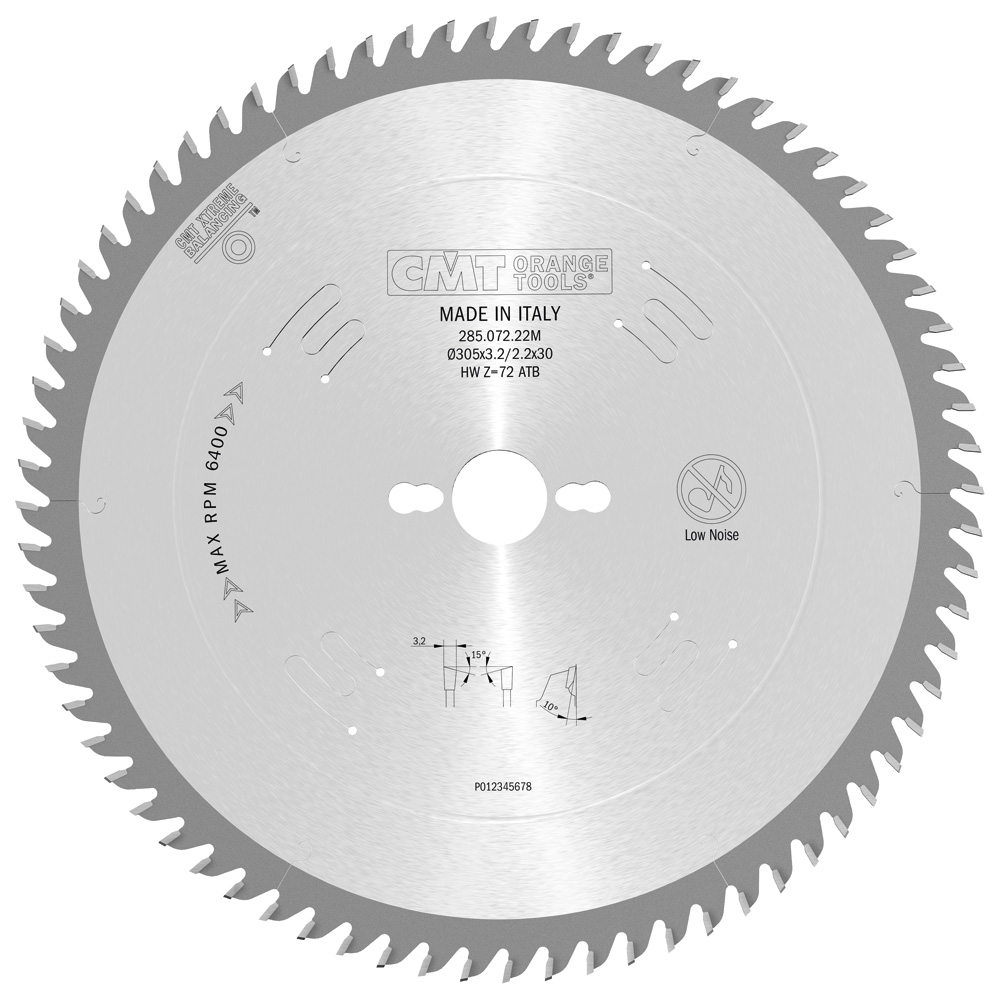 CMT - Chrome Shield Pilový kotouč na dřevo pro příčné a jemné řezy (D305x3,20 F30 Z72 WZ)