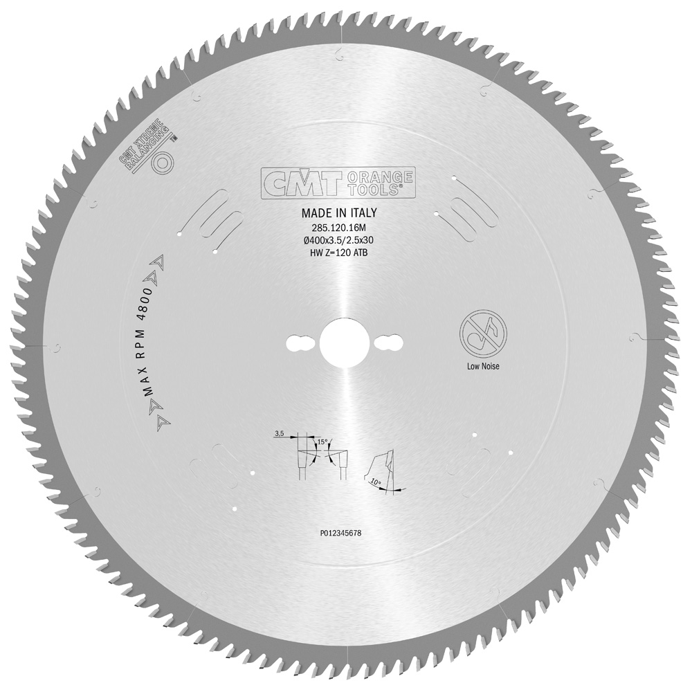 CMT - Chrome Shield Pilový kotouč na dřevo pro příčné a jemné řezy (D400x3,50 F30 Z120 WZ)