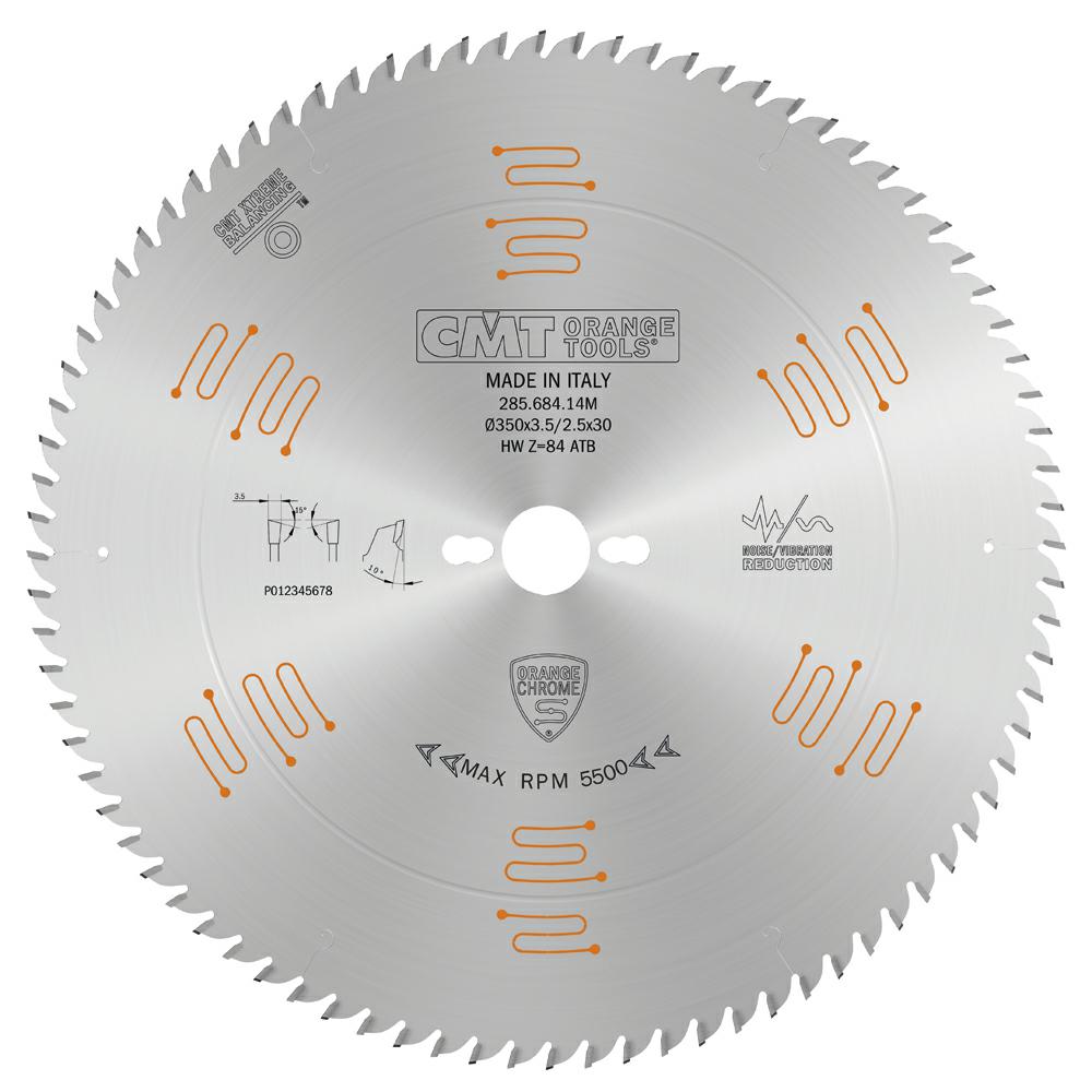 CMT - Orange Chrome Pilový kotouč na dřevo pro příčné a jemné řezy (D350x3,50 F30 Z84 WZ)