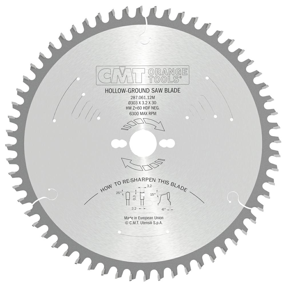 CMT - XTreme Pilový kotouč na lamino, DTD a MDF pro řezání bez předřezu (D303x3,20 F30 Z60 -6° DZ/PF)