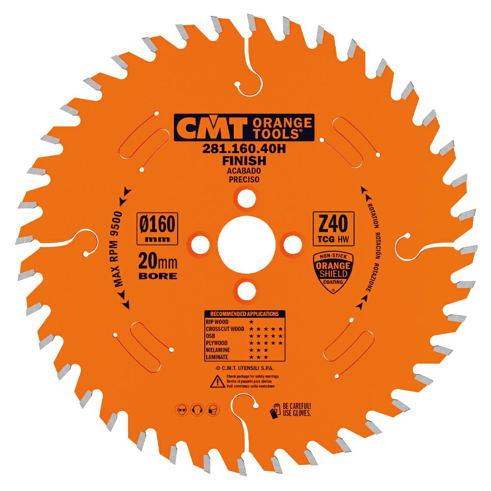 CMT - Industrial Pilový kotouč na lamino, DTD a MDF pro řezání s předřezem (D160x2,20 F20 Z40 WZ)