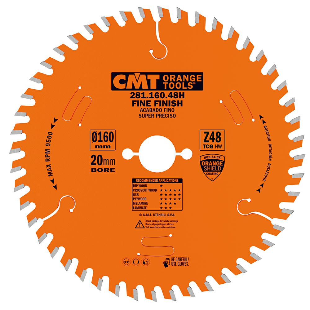 CMT - Industrial Pilový kotouč na lamino, DTD a MDF pro řezání bez předřezu (D160x2,20 F20 Z48 WZ)