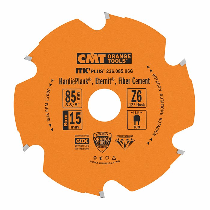 CMT - ITK Plus DIA pilový kotouč na vláknocement a cementotřísku (D85x1,80 F15 Z6 DP)
