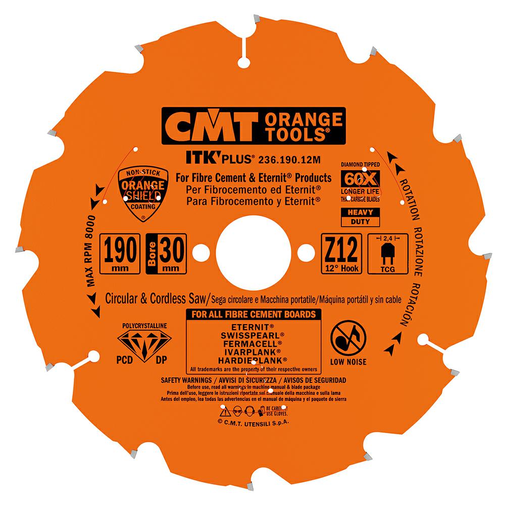 CMT - ITK Plus DIA pilový kotouč na vláknocement a cementotřísku (D190x2,40 F30 Z12 DP)