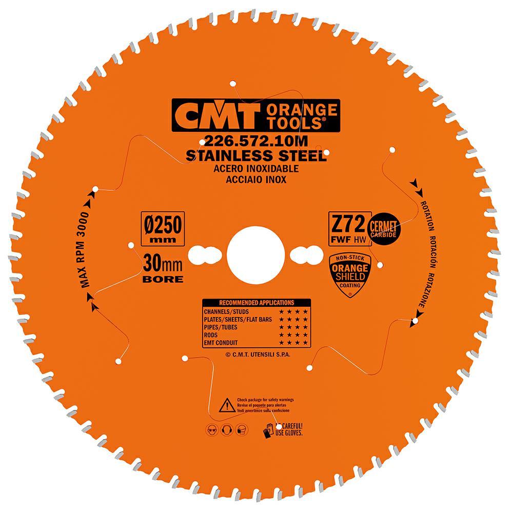 CMT - Industrial Cermetový pilový kotouč na nerezovou ocel (D250x2,20 F30 Z72 FWF)