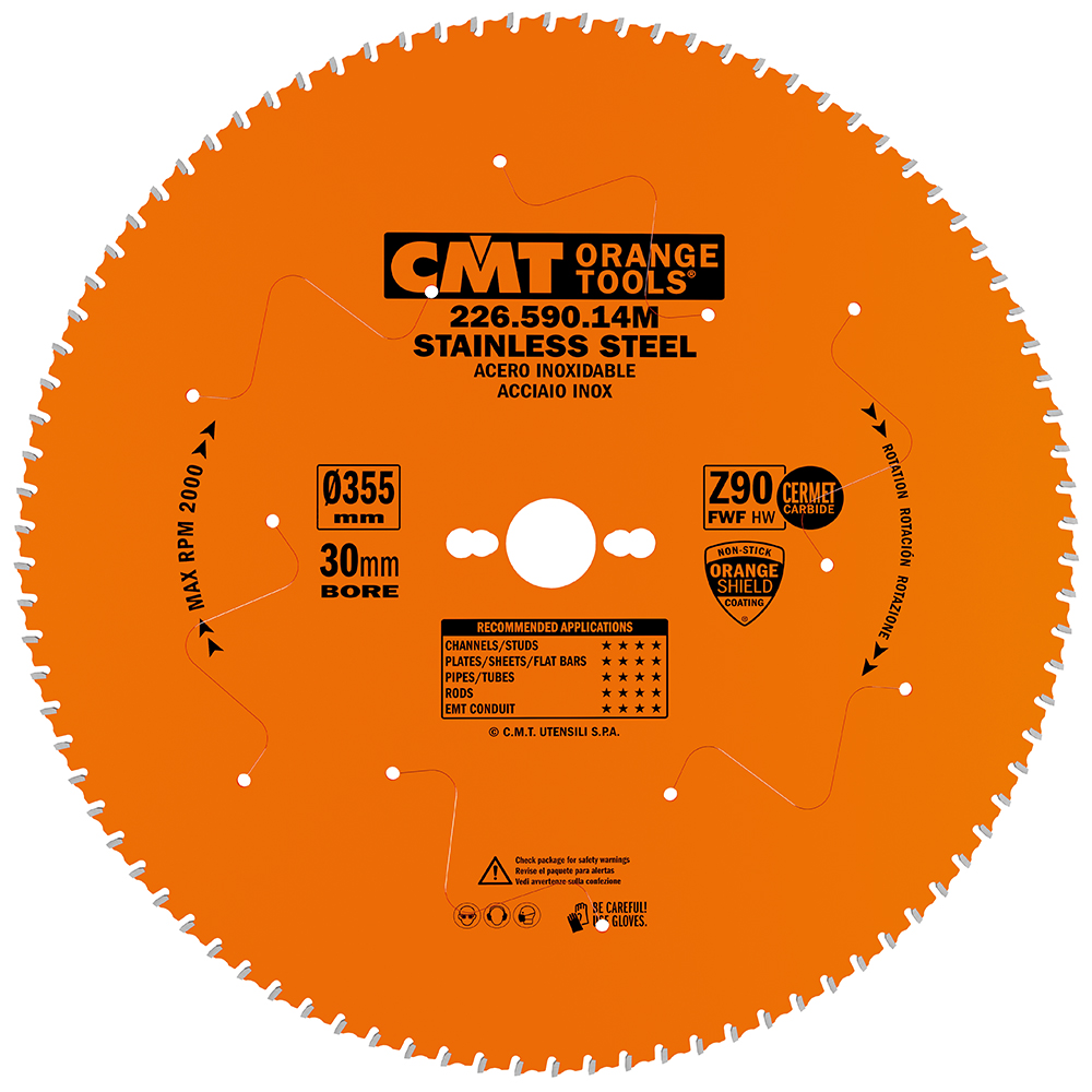 CMT - Industrial Cermetový pilový kotouč na nerezovou ocel (D355x2,20 F30 Z90 FWF)