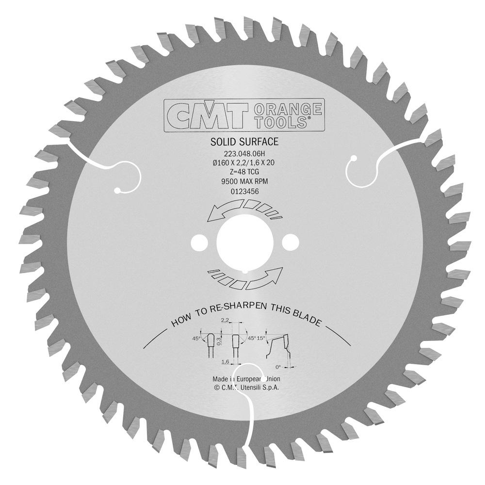 CMT - Chrome Shield Pilový kotouč na Corian a kompozitní materiály (D160x2,20 F20 Z48 TFZ)