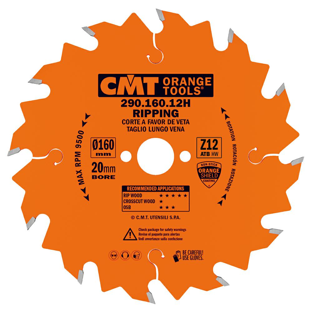 CMT - Industrial Pilový kotouč na dřevo pro podélné řezy (D160x2,20 F20 Z12 WZ)