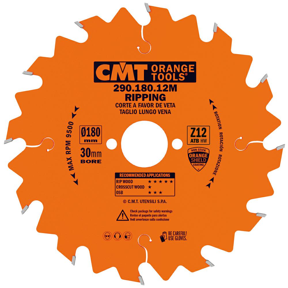 CMT - Industrial Pilový kotouč na dřevo pro podélné řezy (D180x2,60 F30 Z12 WZ)