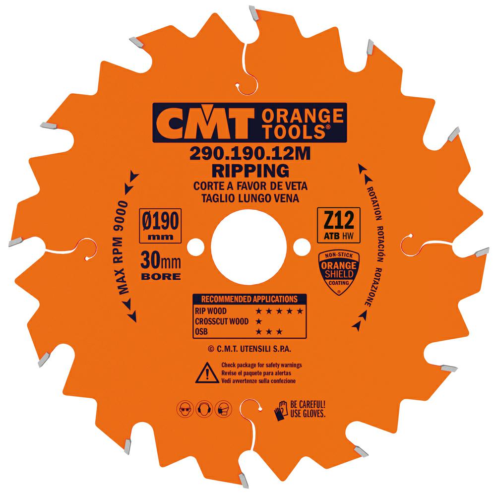 CMT - Industrial Pilový kotouč na dřevo pro podélné řezy (D190x2,60 F30 Z12 WZ)