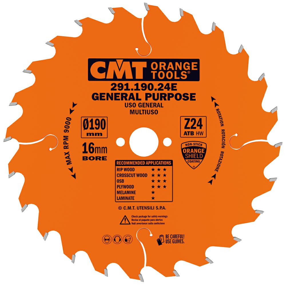 CMT - Industrial Univerzální pilový kotouč na dřevo (D190x2,60 F16 Z24 WZ)