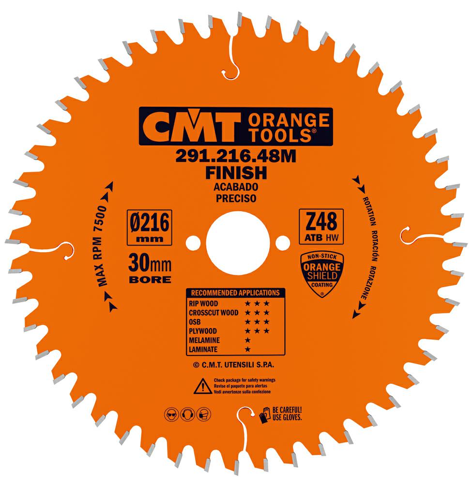 CMT - Industrial Univerzální pilový kotouč na dřevo (D216x2,80 F30 Z48 -5° WZ)