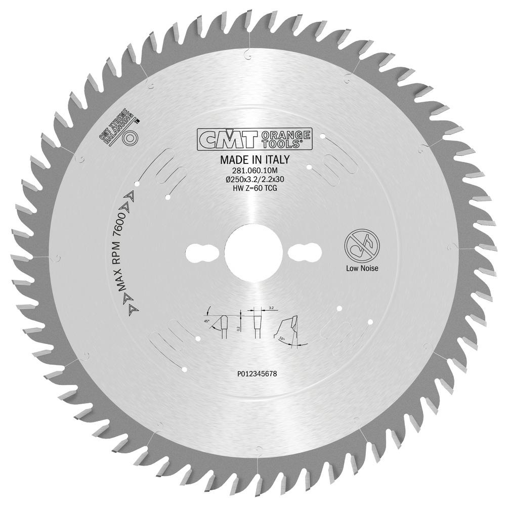 CMT - XTreme Pilový kotouč na lamino, DTD a MDF pro řezání s předřezem (D250x3,20 F30 Z60 WZ)