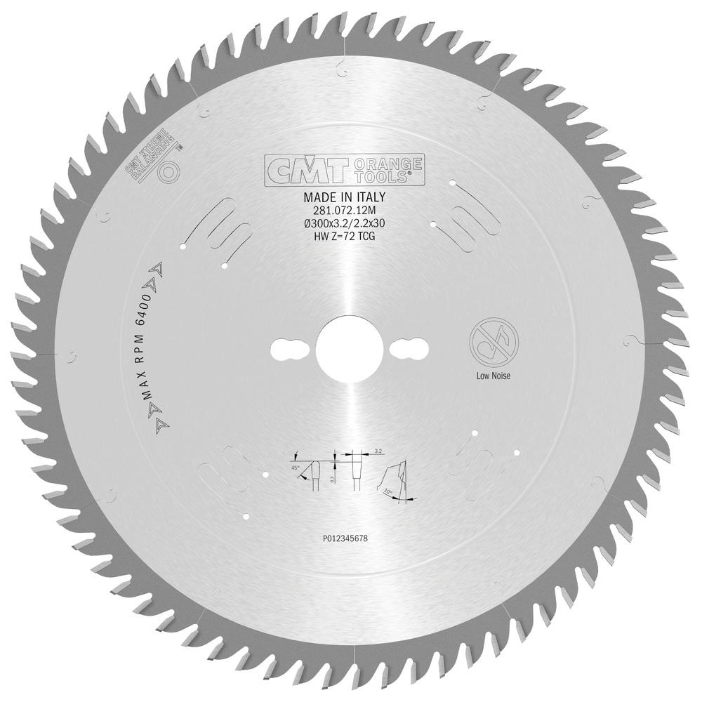 CMT - Chrome Shield Pilový kotouč na lamino, DTD a MDF pro řezání s předřezem (D300x3,20 F30 Z72 WZ)