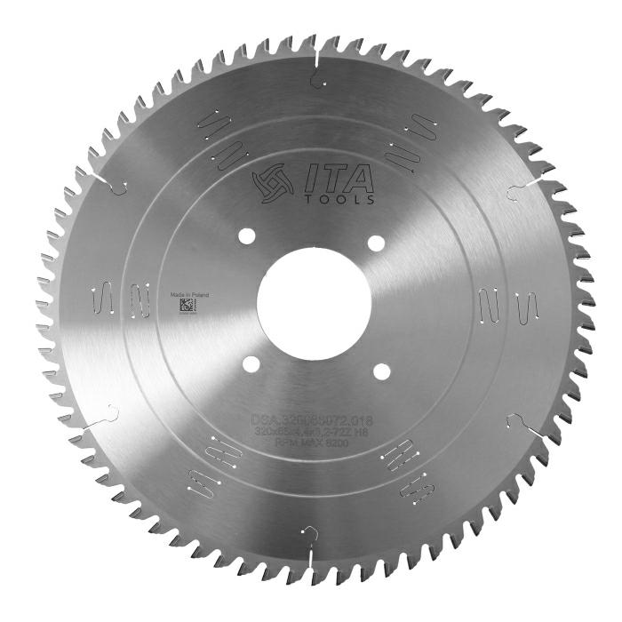ITA DSA - Diamantový pilový kotouč pro nářezové centra (D=320;F=65;Z=72;K/P=4,40/3,20)