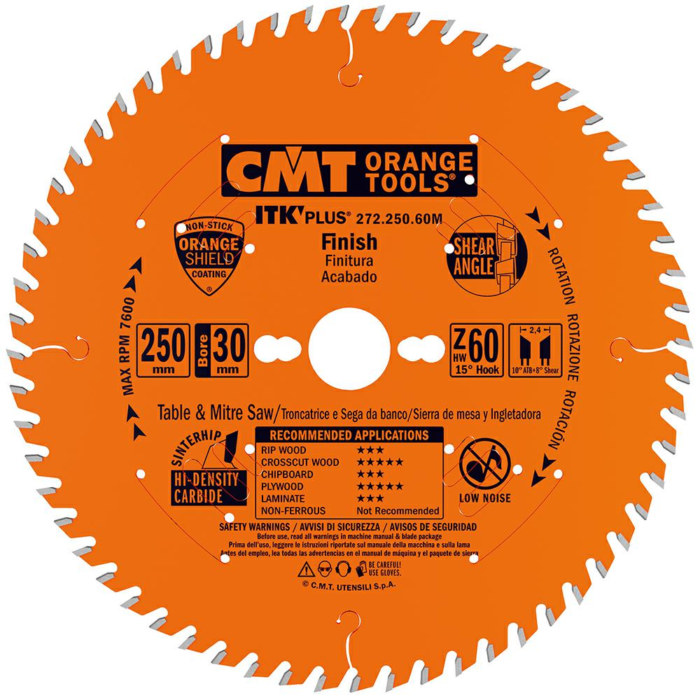 CMT - ITK Plus Ultra tenký pilový kotouč na dřevo pro jemné příčné řezy (D250x2,40 F30 Z60 WZ)