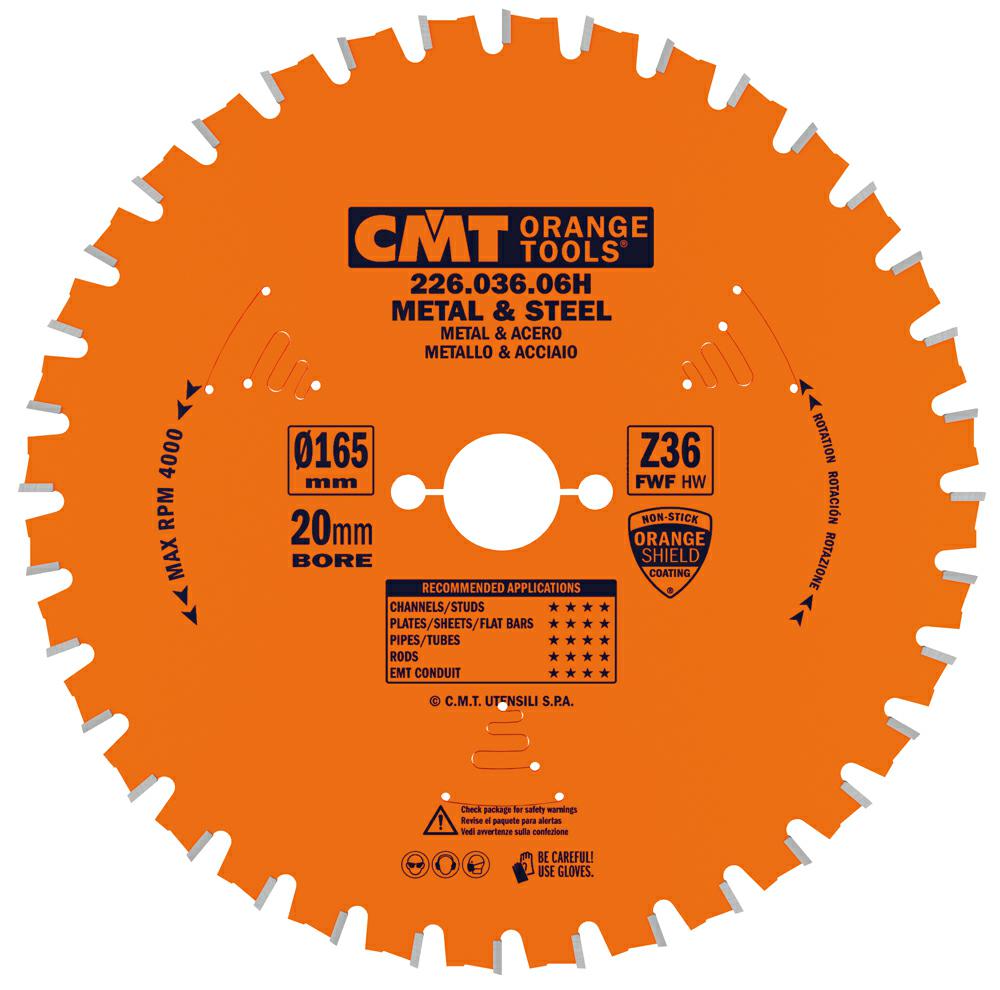 CMT - Industrial Pilový kotouč pro suché řezání oceli (D165x1,60 F20 Z36 FWF)