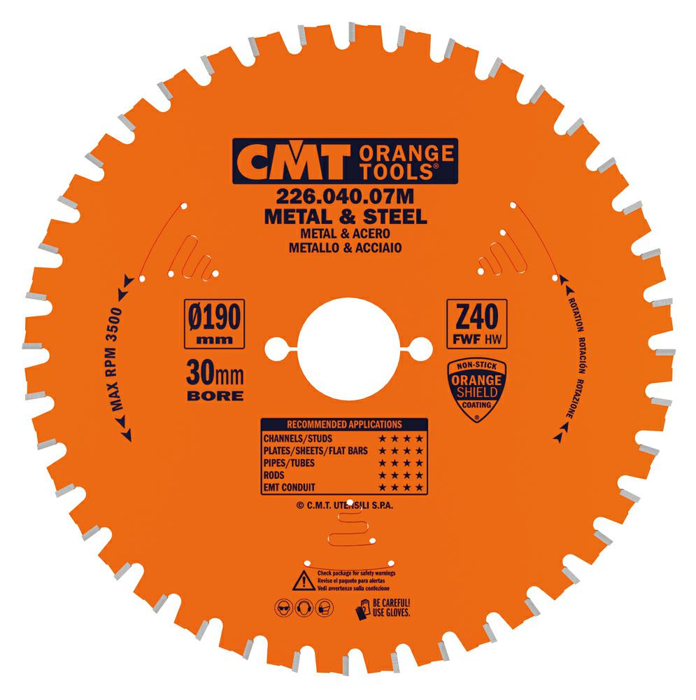 CMT - Industrial Pilový kotouč pro suché řezání oceli (D190x1,60 F30 Z40 FWF)