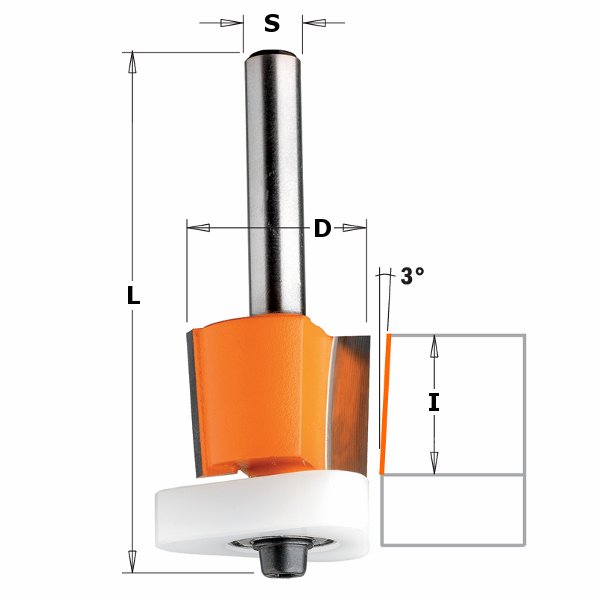 CMT - Ořezávací fréza na lamino (D19x15,87 S=6 RH HW)