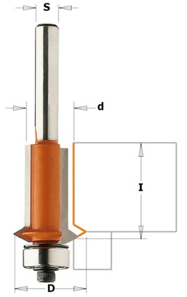 CMT - Ořezávací fréza s V břitem (D19x25,4 S=8 RH HW)