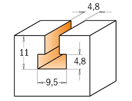 CMT - Fréza na zaoblené drážky (D9,5x11 S=8 RH HW)
