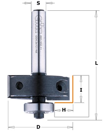 CMT - Falcovací fréza s VBD (D34,9x12 S=8 RH HW)