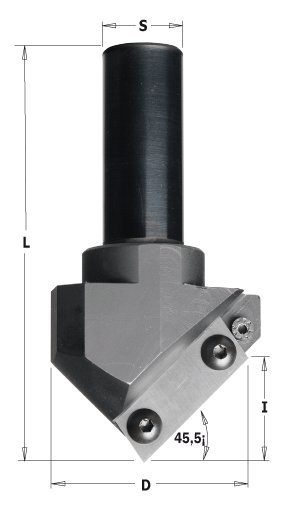 CMT - Fréza na V-drážku s VBD (D52x25 L100 S=20 RH HW)