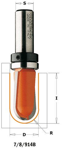 CMT - Čelní vypouklá fréza s ložiskem (R8 D15,8x9,5 S=8 RH HW)