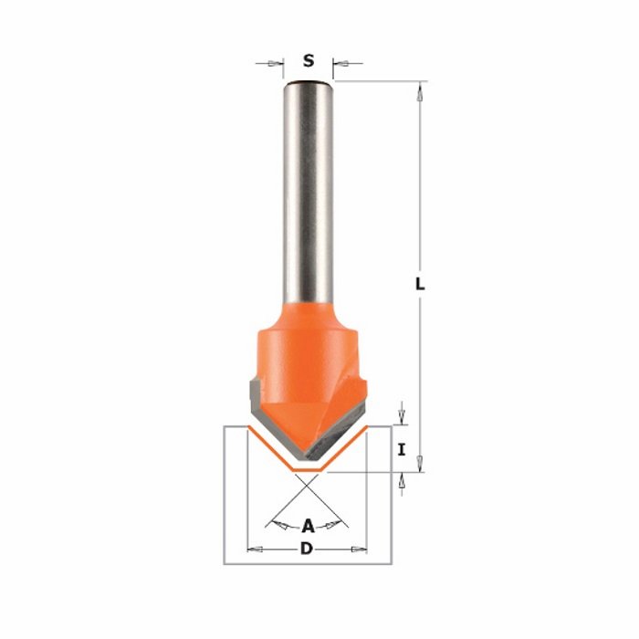 CMT - Fréza na V-drážku pro Alucobond (D18 S=6 RH HW) (S=6; RH) 715.002.11