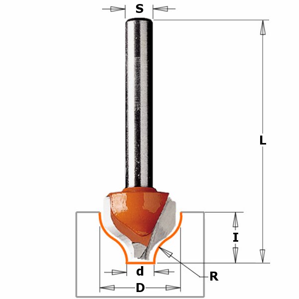 CMT - Dekorativní čelní profilová fréza (R3,2 D19x13 S=12 RH HW)