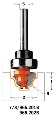 CMT - Profilová čelní fréza s ložiskem (R3,2 D19x12,3 S=6 RH HW) (S=6; RH) 765.201.11B