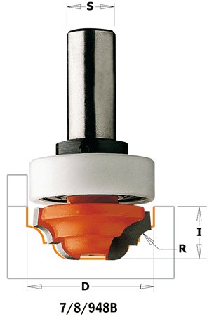 CMT - Čelní profilová fréza s ložiskem (R4 D19x13 S=6 RH HW)