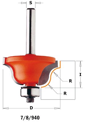 CMT - Profilová fréza s ložiskem – římský profil (R6,4 D38,1 S=8 RH HW)