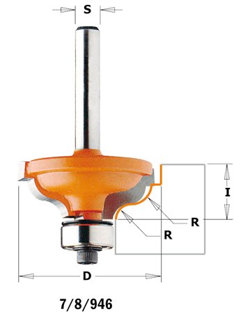 CMT - Profilová fréza s ložiskem (R4,8 D34,2 S=6 RH HW)