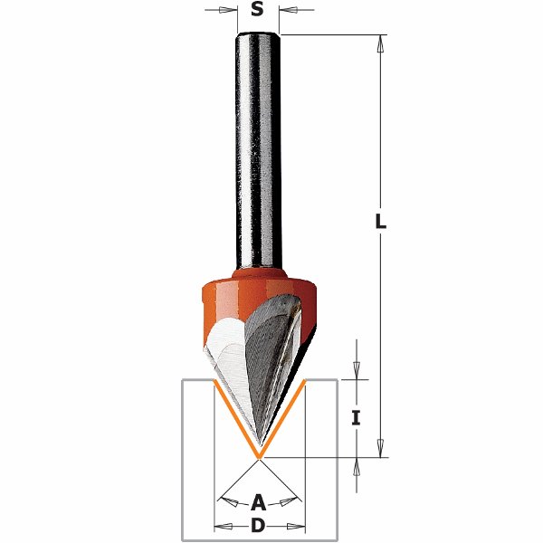 CMT - Fréza na V-drážku (D12,7x11 S=6 RH HW)