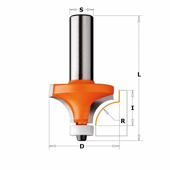 CMT - Zaoblovací fréza na Corian (R8 D28,7x15 S=12 RH HW)