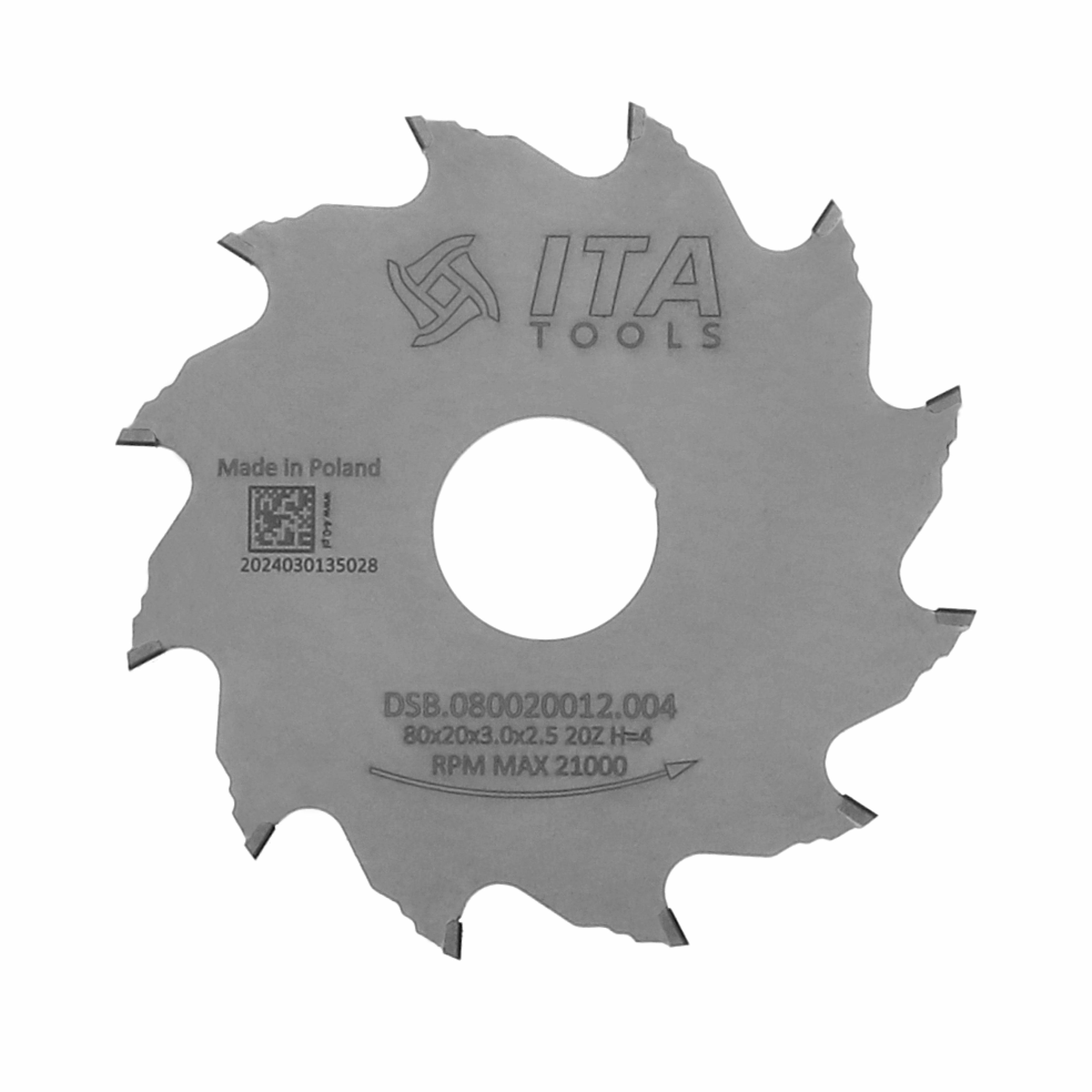 ITA DSB - Diamantový kónický předřez pro formátovací pily (D=80;F=20;Z=12;K/P=3,00/2,20)