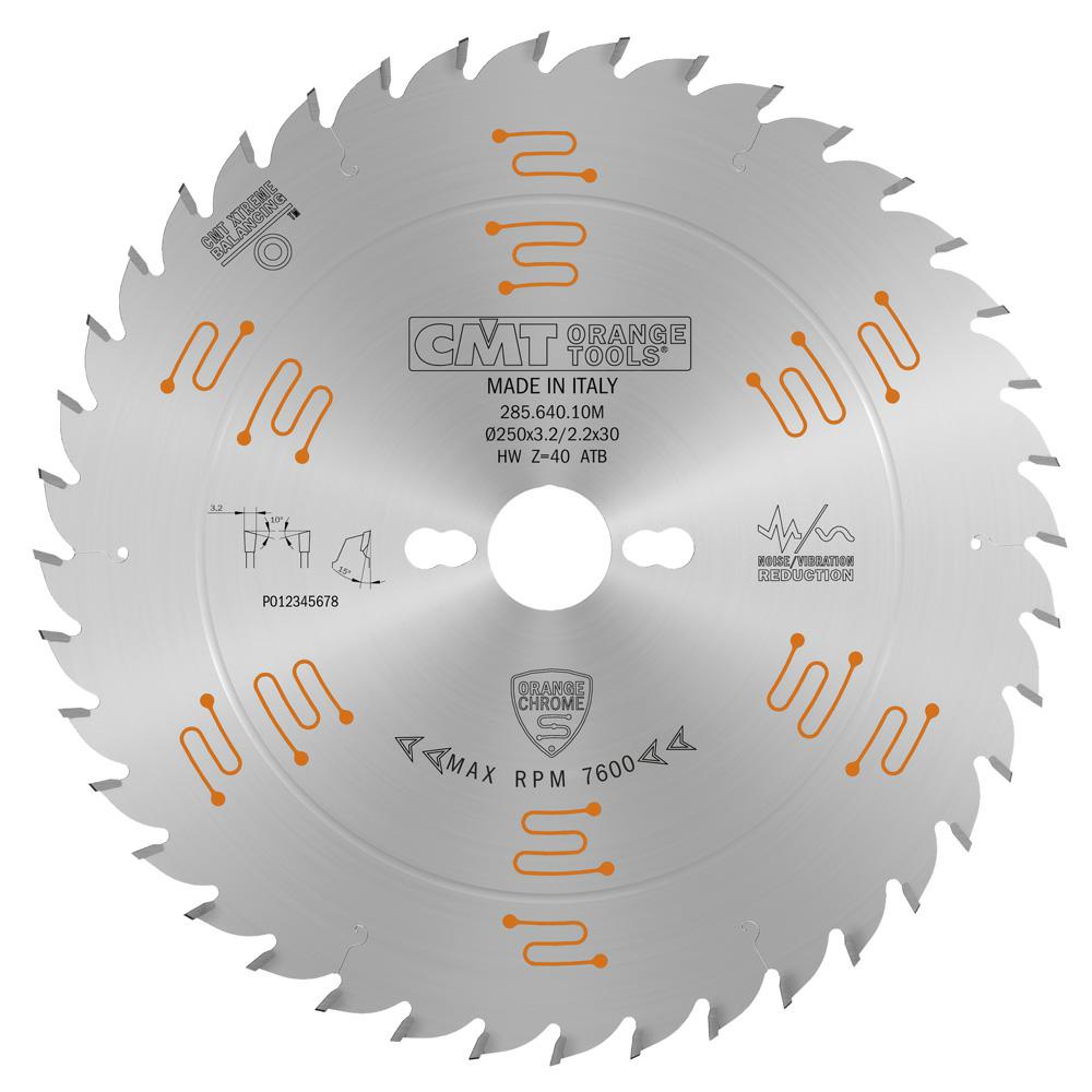 CMT - Orange Chrome Univerzální pilový kotouč na dřevo (D250x3,20 F30 Z40 WZ)