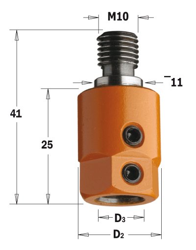 CMT 305 Redukční hlavička pro vrták (D3=10; D2=19,5; S=M10/11; RH)
