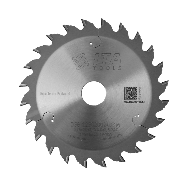 ITA DSB - Diamantový kónický předřez pro formátovací pily (D=125;F=20;Z=24;K/P=3,00/2,50)