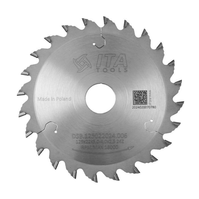 ITA DSB - Diamantový kónický předřez pro formátovací pily (D=125;F=22;Z=24;K/P=3,00/2,50)