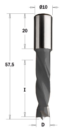 CMT 308 Krátký S=10x20 4 spirály (D=12; I=30; L=57,50; S=10; RH)