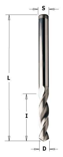 CMT 363 Špirálový vrták s V hrotom 120° (D=2,50; I=27; L=55; S=2,50; RH ;)