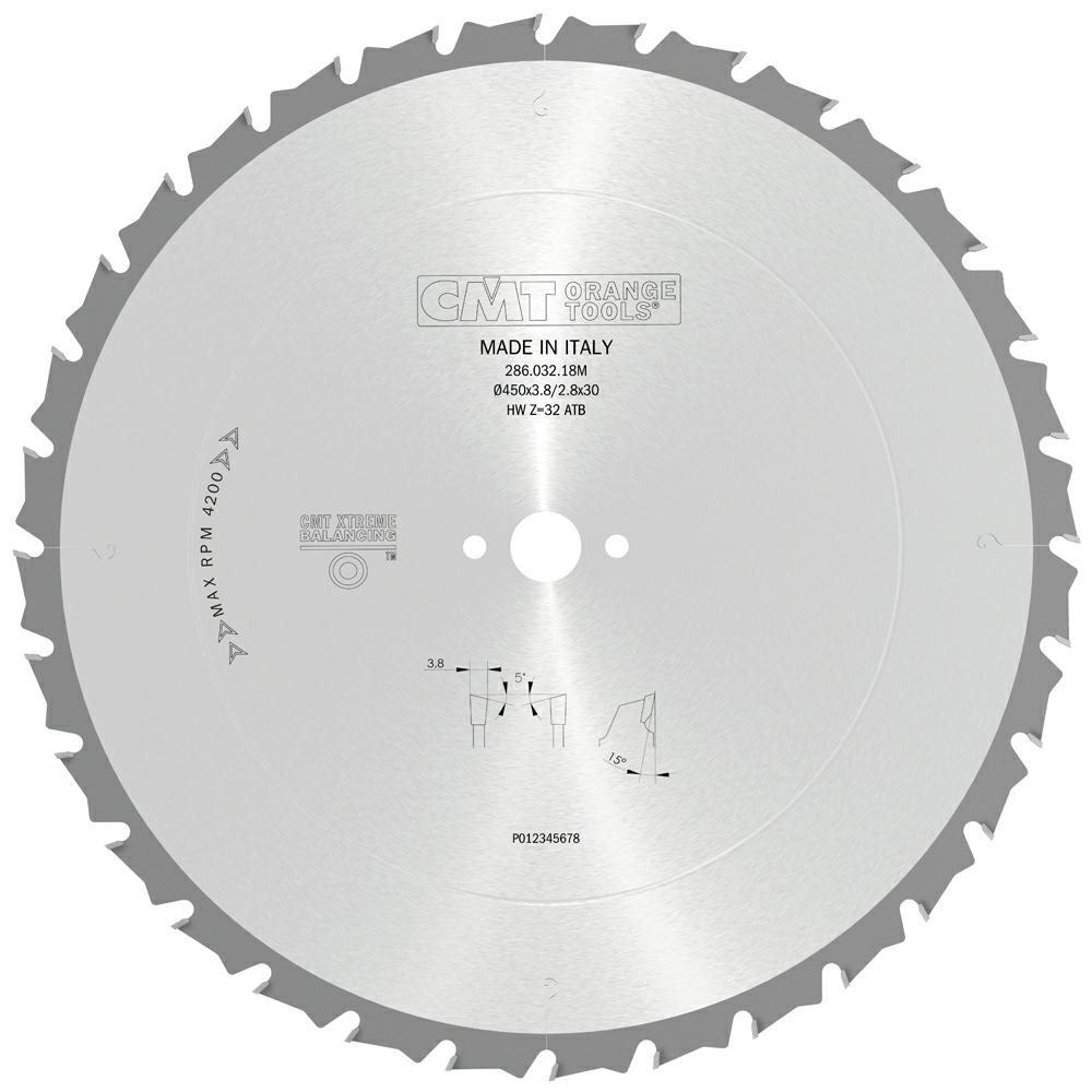 CMT - XTreme Stavební a demoliční pilový kotouč (D450x3,80 F30 Z32 WZ)