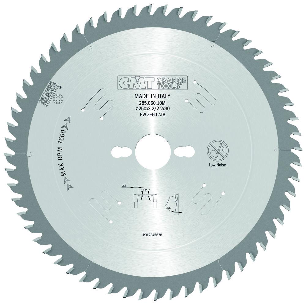CMT - Chrome Shield Pilový kotouč na dřevo pro příčné a jemné řezy (D250x3,20 F30 Z60 WZ)