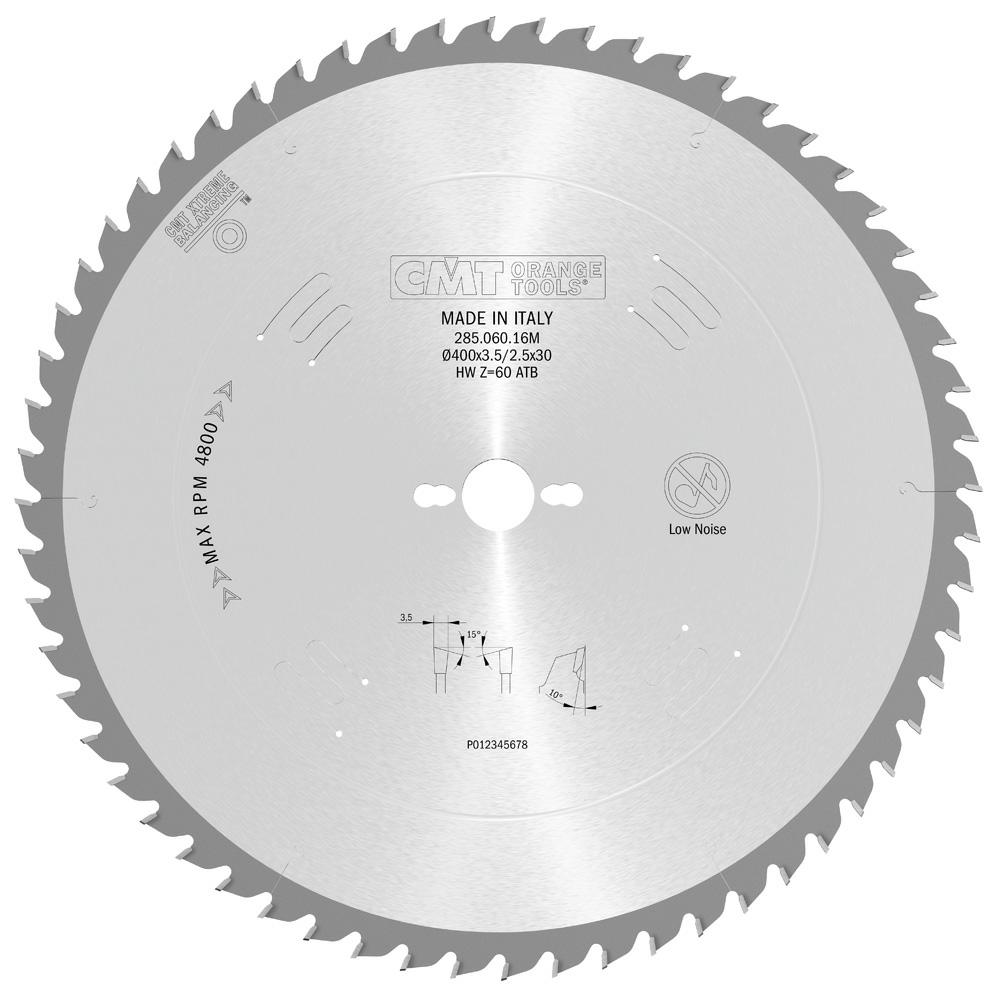 CMT - Chrome Shield Pilový kotouč na dřevo pro příčné a jemné řezy (D400x3,50 F30 Z60 WZ)
