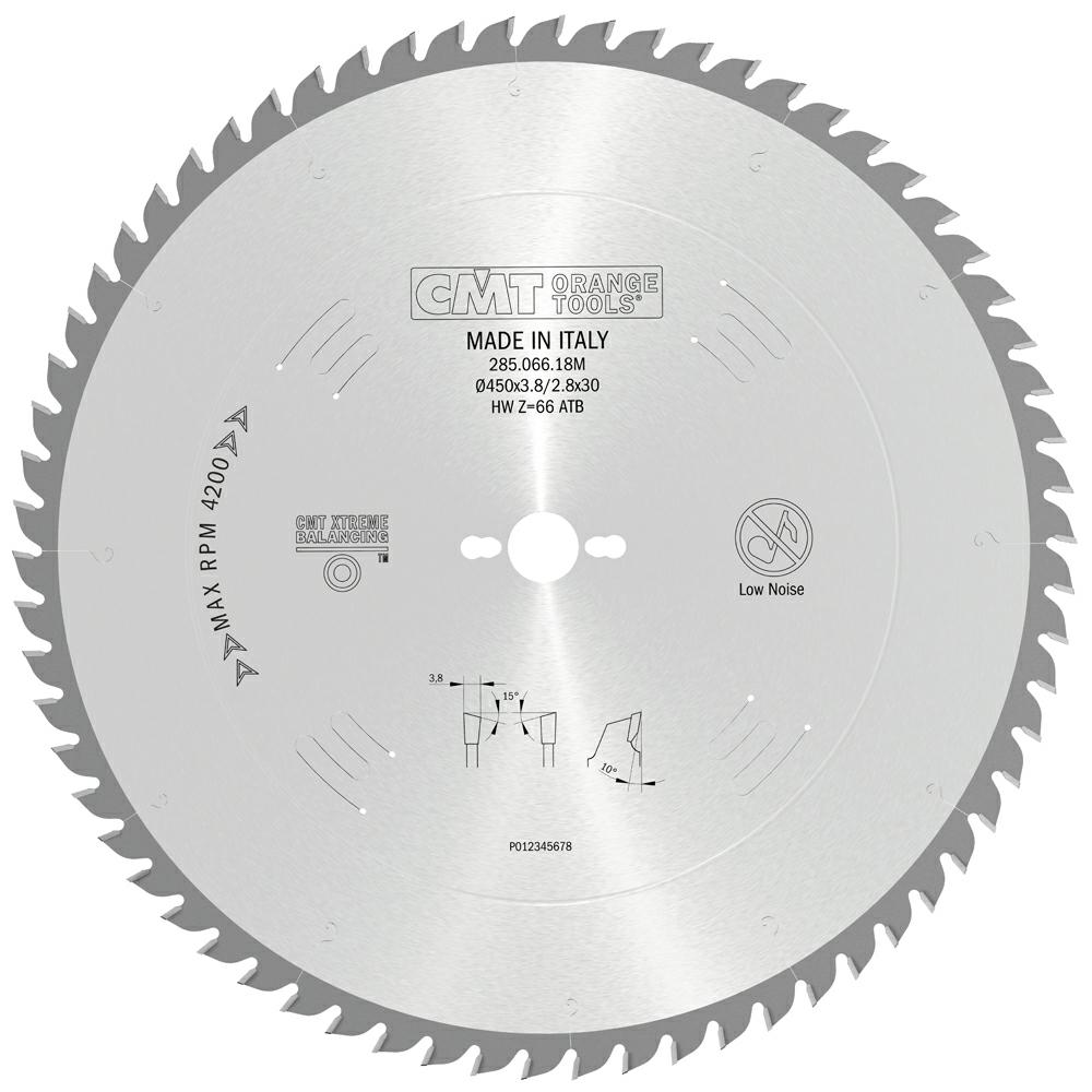 CMT - XTreme Pilový kotouč na dřevo pro příčné a jemné řezy (D450x3,80 F30 Z66 WZ)
