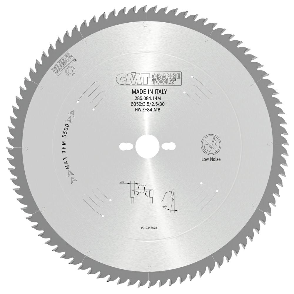 CMT - Chrome Shield Pilový kotouč na dřevo pro příčné a jemné řezy (D350x3,50 F30 Z84 WZ)