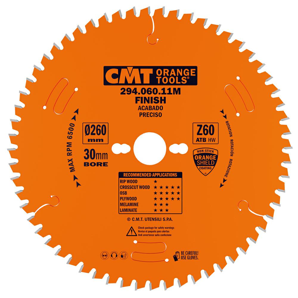 CMT - Industrial Pilový kotouč na dřevo pro příčné a jemné řezy (D260x2,50 F30 Z60 -5° WZ)
